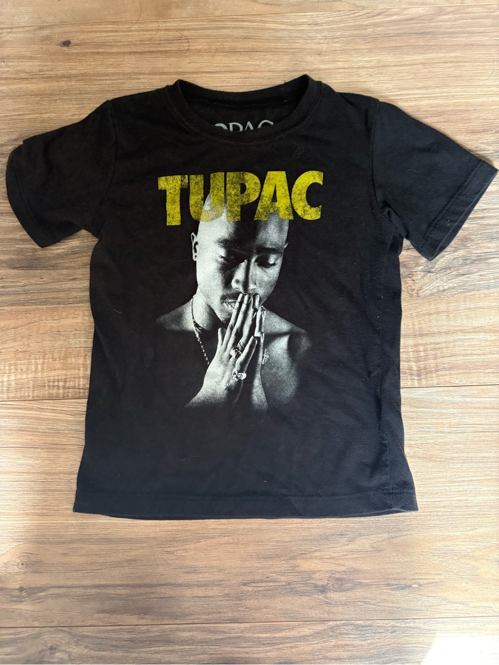 Black Kids' Short-Sleeve Graphic Tee with Yellow Print